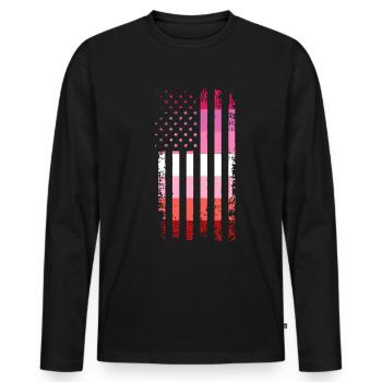Cadeau du drapeau de la fierté lesbienne lesbienne - T-shirt manches longues Premium bio Homme - noir - Devant - Nico (187cm)