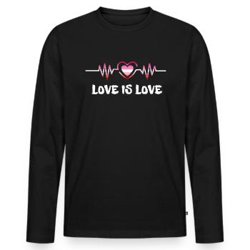 Lesbienne Lesbienne Fierté Drapeau Cadeau - T-shirt manches longues Premium bio Homme - noir - Devant - Nico (187cm)
