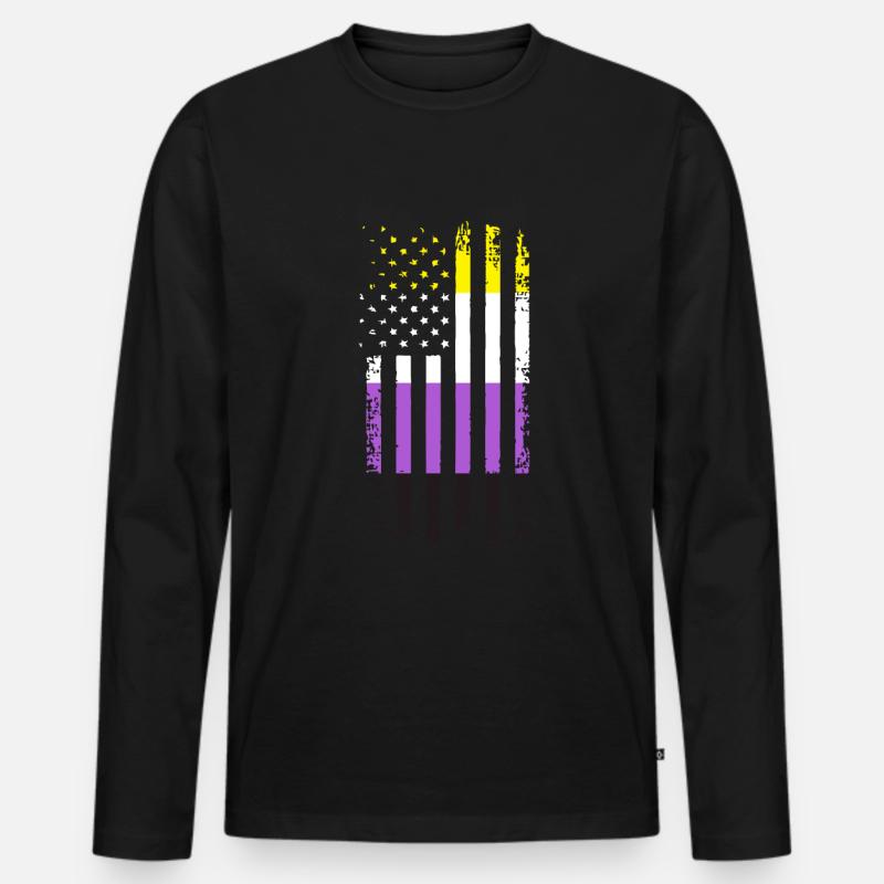Non Binary Gender Flagge Geschenk - Männer Premium Bio Langarmshirt - Schwarz