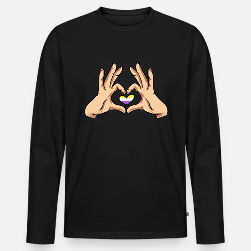 Non Binary Gender Flagge Geschenk - Männer Premium Bio Langarmshirt - Schwarz