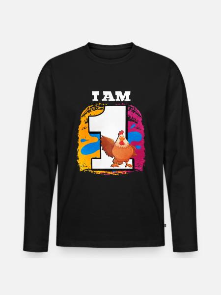 I am 1 chicken - Men's Premium Organic Long Sleeve Shirt - black