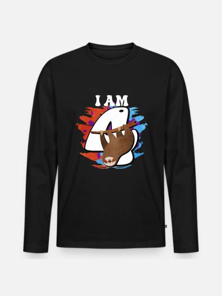 I am 4 sloth - Men's Premium Organic Long Sleeve Shirt - black