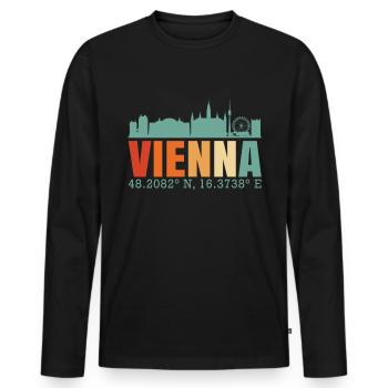 Vienna - Men's Premium Organic Long Sleeve Shirt - black - Front - Nico (187cm)