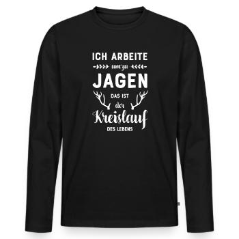 Jäger I Jagd Wildschwein Rehwild Motiv für - Männer Premium Bio Langarmshirt - Schwarz - Vorne - Nico (187cm)