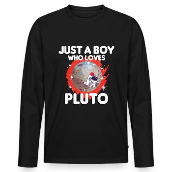 Cadeau de la planète Pluton - T-shirt manches longues Premium bio Homme - noir - Devant - Nico (187cm)