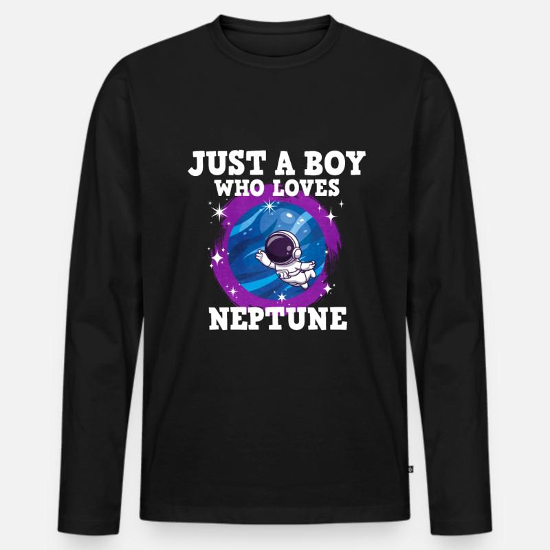 Neptun Planet Geschenk - Männer Premium Bio Langarmshirt - Schwarz