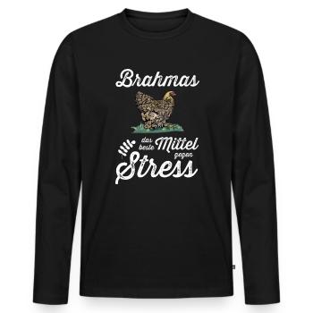 Brahma Hühner I Chicken Geflügel Motiv für - Männer Premium Bio Langarmshirt - Schwarz - Vorne - Nico (187cm)