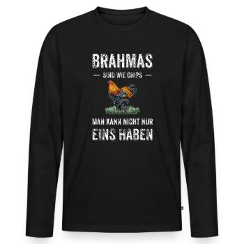 Brahma Hühner I Chicken Geflügel Motiv für - Männer Premium Bio Langarmshirt - Schwarz - Vorne - Nico (187cm)
