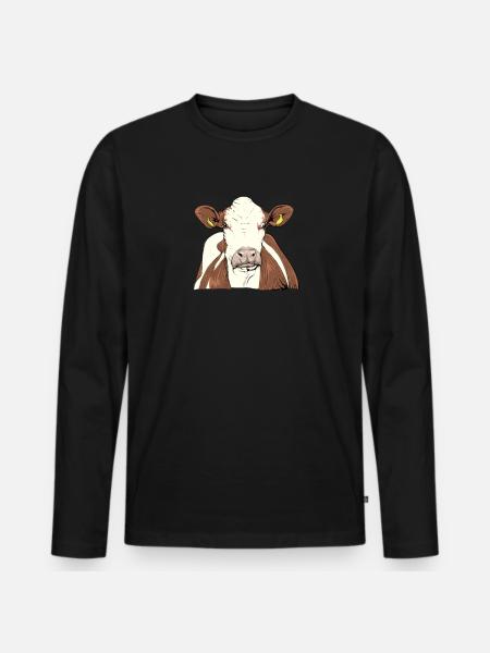 Fleckvieh I - Männer Premium Bio Langarmshirt - Schwarz