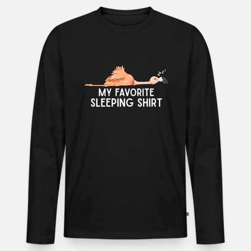 Flamingo Schlafen - Männer Premium Bio Langarmshirt - Schwarz
