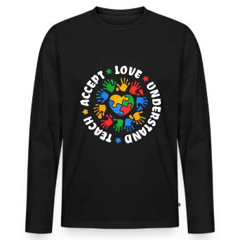Cadeau autisme autisme - T-shirt manches longues Premium bio Homme - noir - Devant - Nico (187cm)