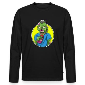 Zombie Bubble Tea - Men's Premium Organic Long Sleeve Shirt - black - Front - Nico (187cm)