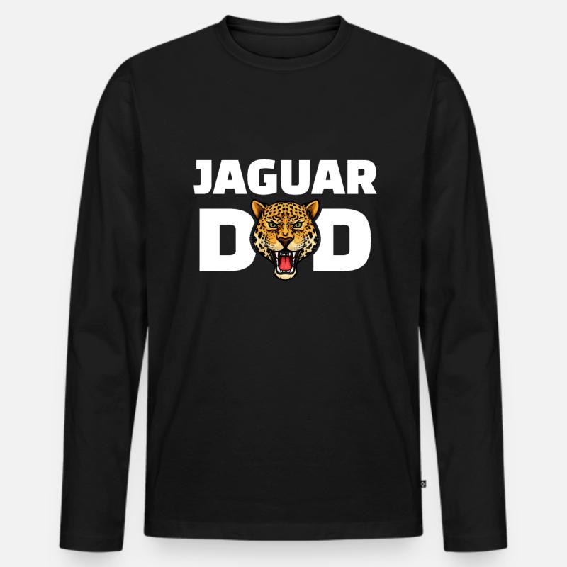 Jaguar Dad - Männer Premium Bio Langarmshirt - Schwarz