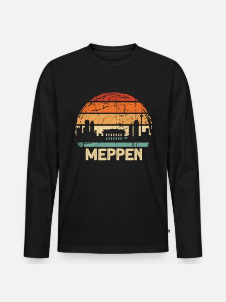 Meppen - Männer Premium Bio Langarmshirt - Schwarz