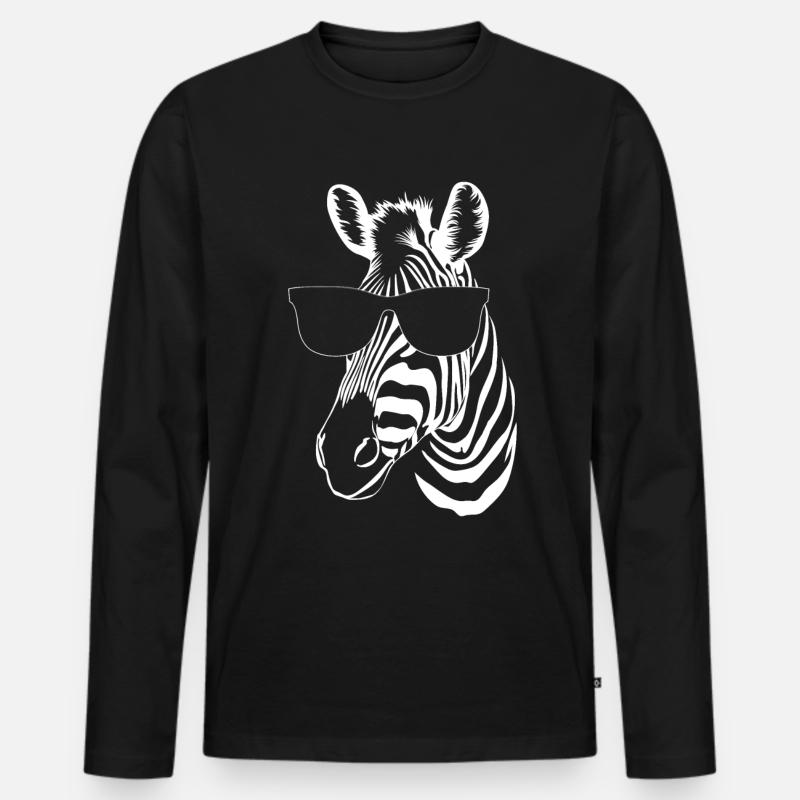 Zebra - Männer Premium Bio Langarmshirt - Schwarz