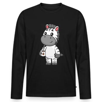 Zebra - Männer Premium Bio Langarmshirt - Schwarz - Vorne - Nico (187cm)