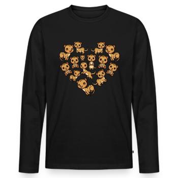 Mangoustes Mangoustes Suricates - T-shirt manches longues Premium bio Homme - noir - Devant - Nico (187cm)