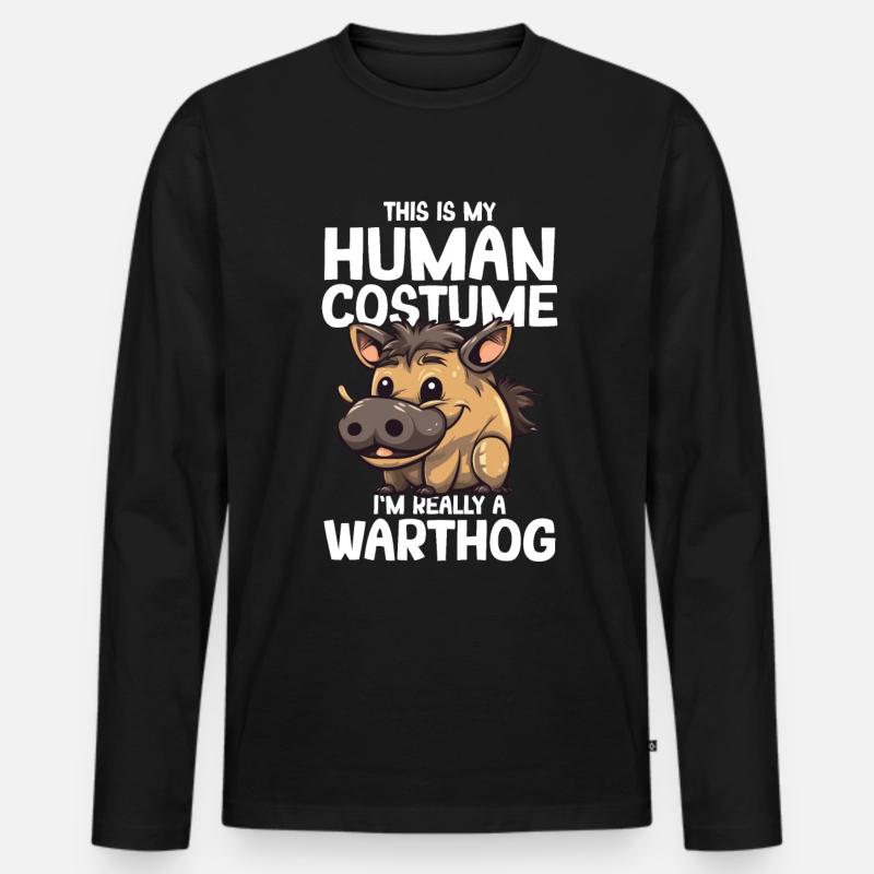 Warzenschwein - Männer Premium Bio Langarmshirt - Schwarz