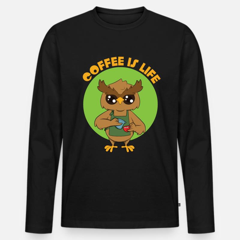 Kaffee ist Leben - Männer Premium Bio Langarmshirt - Schwarz