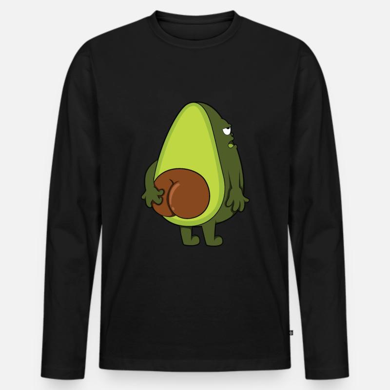Avocado - Männer Premium Bio Langarmshirt - Schwarz