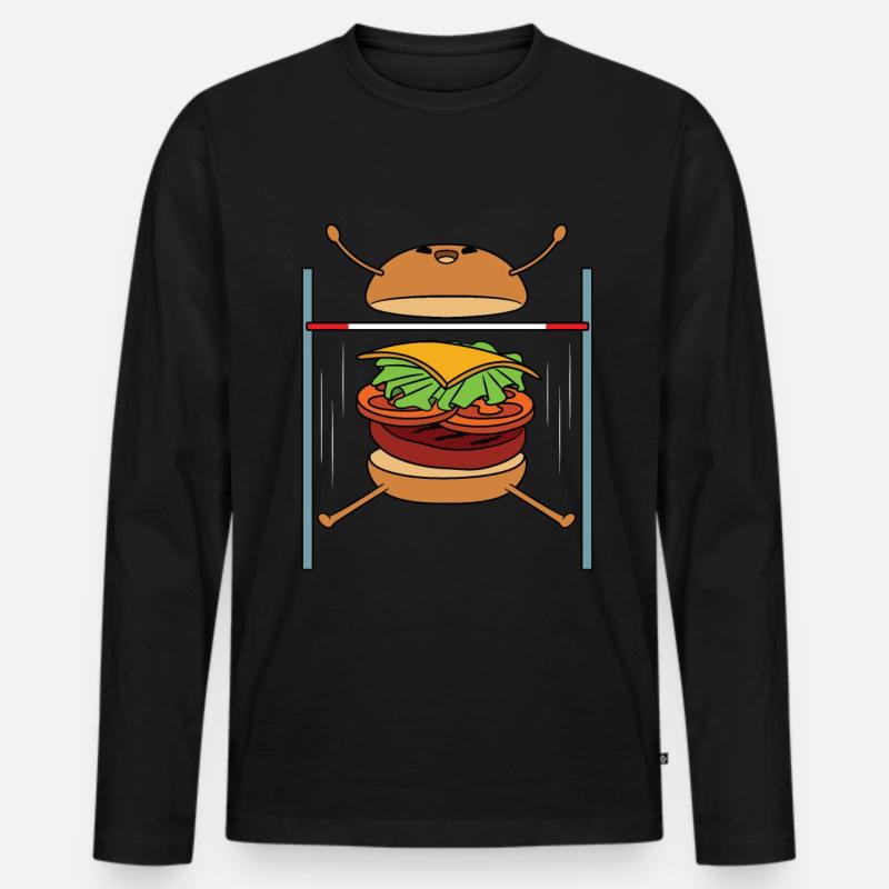 Burger Hochsprung - Männer Premium Bio Langarmshirt - Schwarz