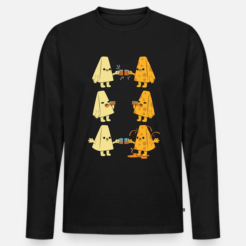 Bier mit Käse - Männer Premium Bio Langarmshirt - Schwarz