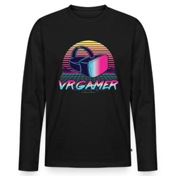 Virtual Reality VR Geschenk - Männer Premium Bio Langarmshirt - Schwarz - Vorne - Nico (187cm)