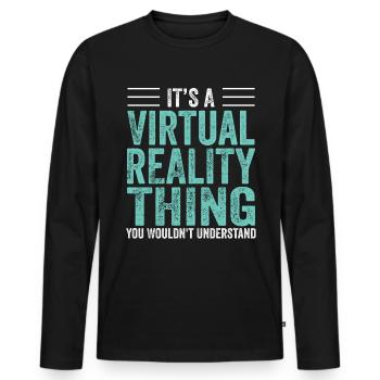 Cadeau VR de réalité virtuelle - T-shirt manches longues Premium bio Homme - noir - Devant - Nico (187cm)