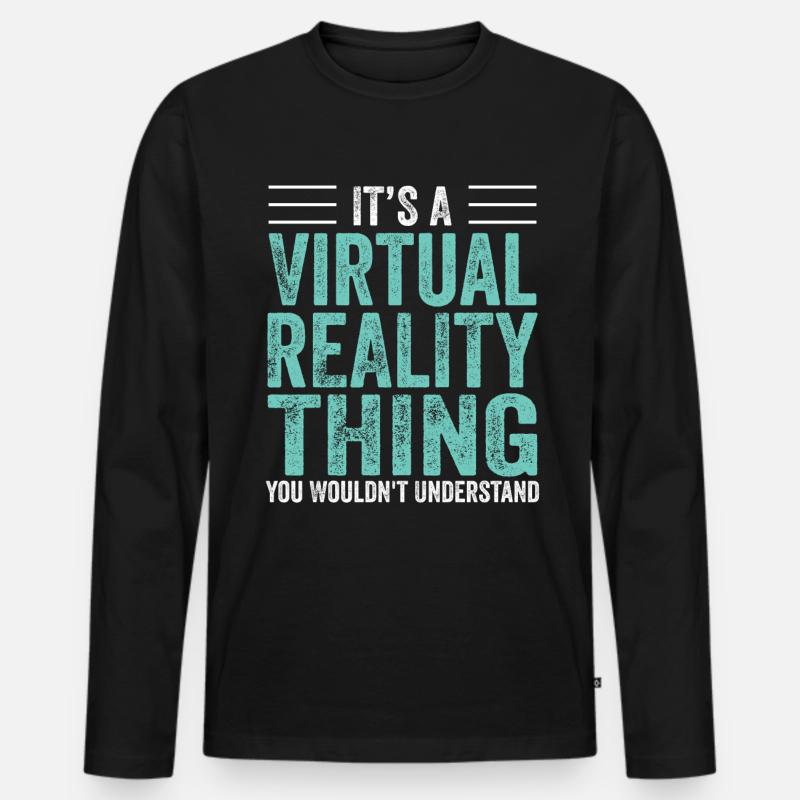 Virtual Reality VR Geschenk - Männer Premium Bio Langarmshirt - Schwarz