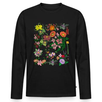 Wildblumen Botaniker Natur Blumen Geschenk Botanik - Männer Premium Bio Langarmshirt - Schwarz - Vorne - Nico (187cm)