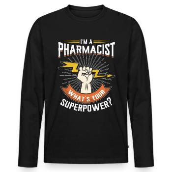 Pharmacist - Men's Premium Organic Long Sleeve Shirt - black - Front - Nico (187cm)