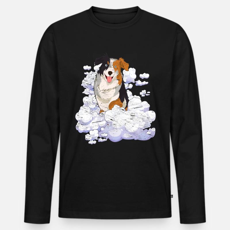 Haustier Wolke Hunde Geschenk Australian Shepherd - Männer Premium Bio Langarmshirt - Schwarz