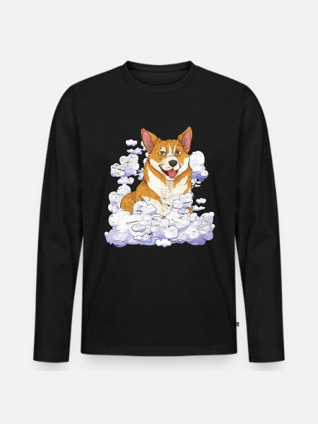 Hund elsker hund kæledyr gave Cloud Corgi - Premium økologisk langærmet T-shirt til mænd - sort