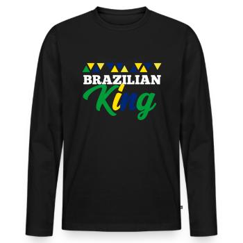 Brésil - T-shirt manches longues Premium bio Homme - noir - Devant - Nico (187cm)