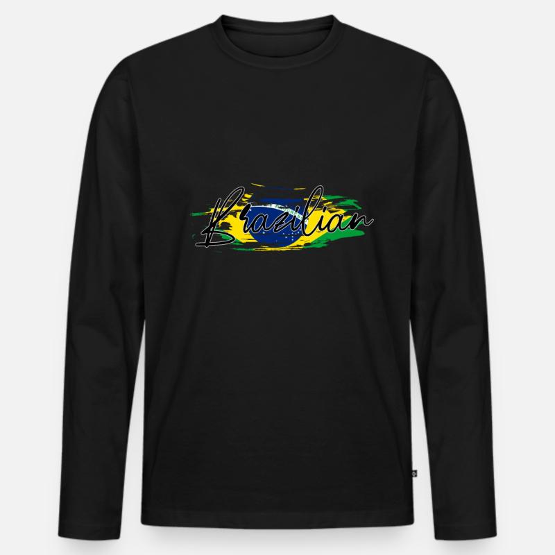 Brasilien - Männer Premium Bio Langarmshirt - Schwarz