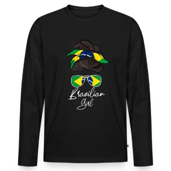Brésil - T-shirt manches longues Premium bio Homme - noir - Devant - Nico (187cm)