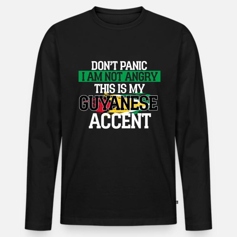 Guyana - Männer Premium Bio Langarmshirt - Schwarz