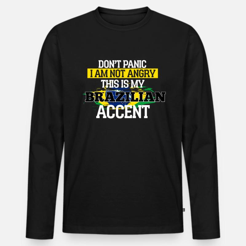 Brasilien - Männer Premium Bio Langarmshirt - Schwarz