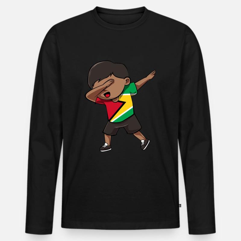 Guyana - Männer Premium Bio Langarmshirt - Schwarz