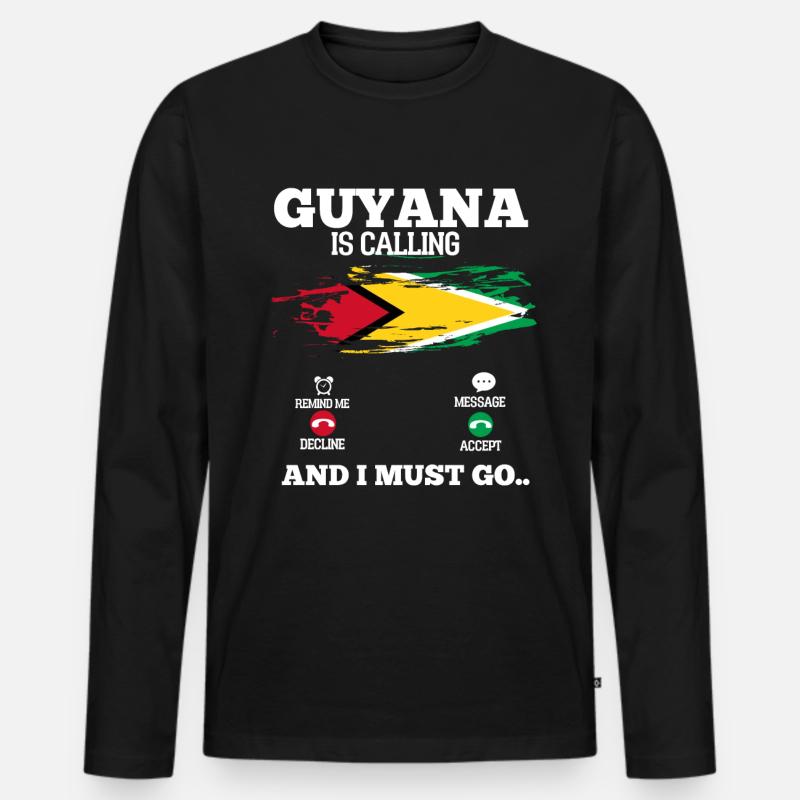 Guyana - Männer Premium Bio Langarmshirt - Schwarz