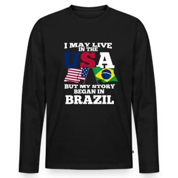 Brésil - T-shirt manches longues Premium bio Homme - noir - Devant - Nico (187cm)