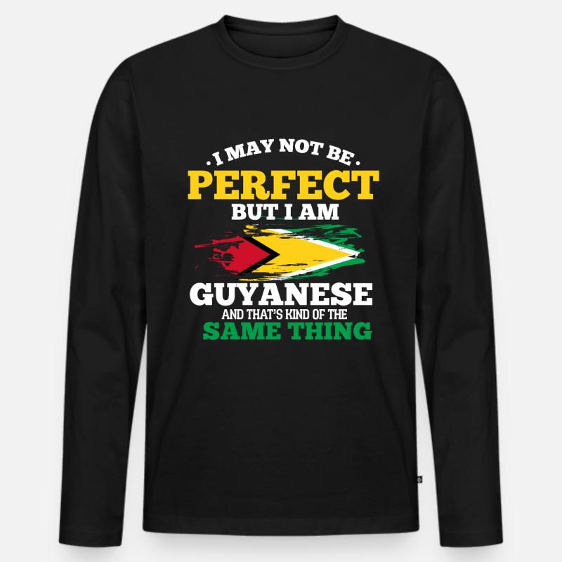 Guyana - Männer Premium Bio Langarmshirt - Schwarz