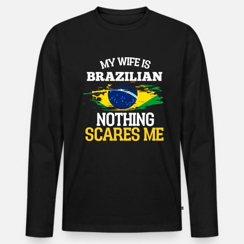 Brasilien - Männer Premium Bio Langarmshirt - Schwarz