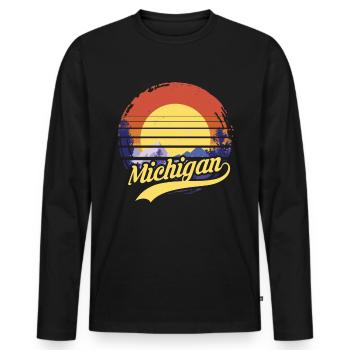 Michigan - Men's Premium Organic Long Sleeve Shirt - black - Front - Nico (187cm)