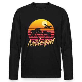 Michigan - Men's Premium Organic Long Sleeve Shirt - black - Front - Nico (187cm)