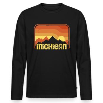 Michigan - Men's Premium Organic Long Sleeve Shirt - black - Front - Nico (187cm)