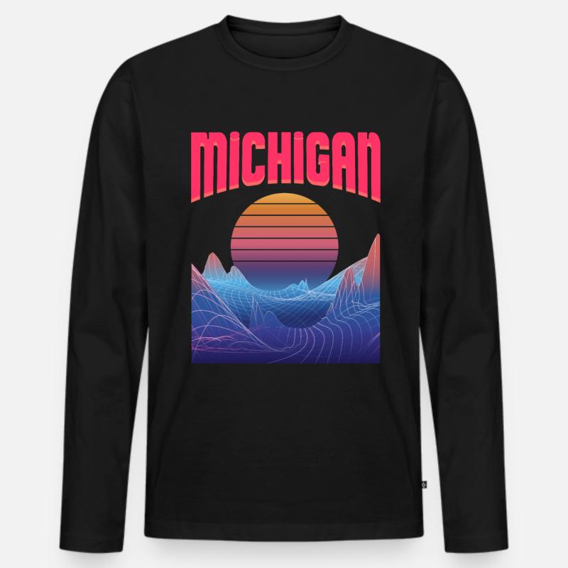 michigan - Männer Premium Bio Langarmshirt - Schwarz