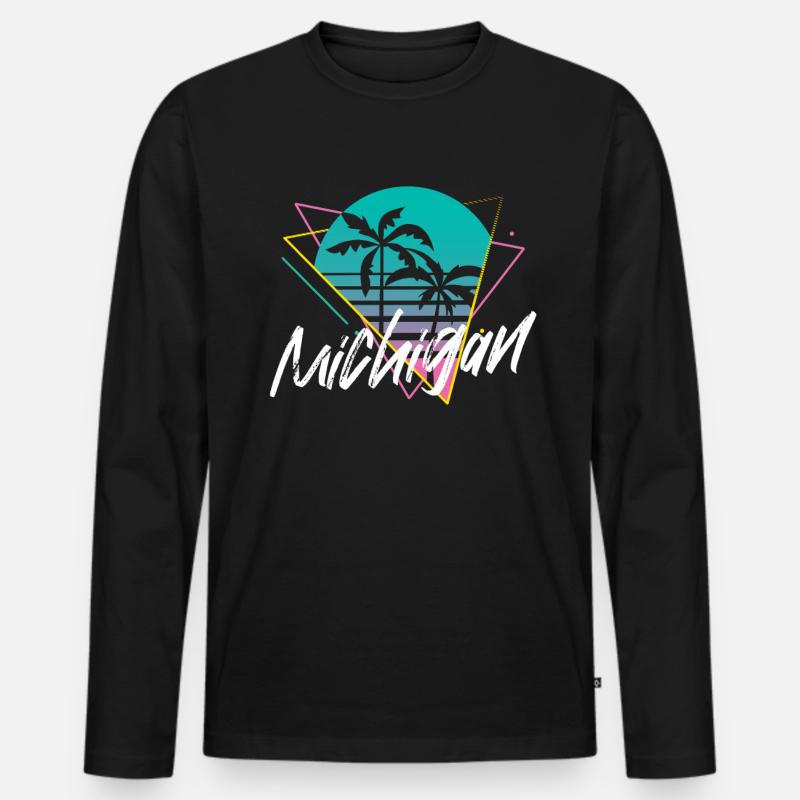 michigan - Männer Premium Bio Langarmshirt - Schwarz