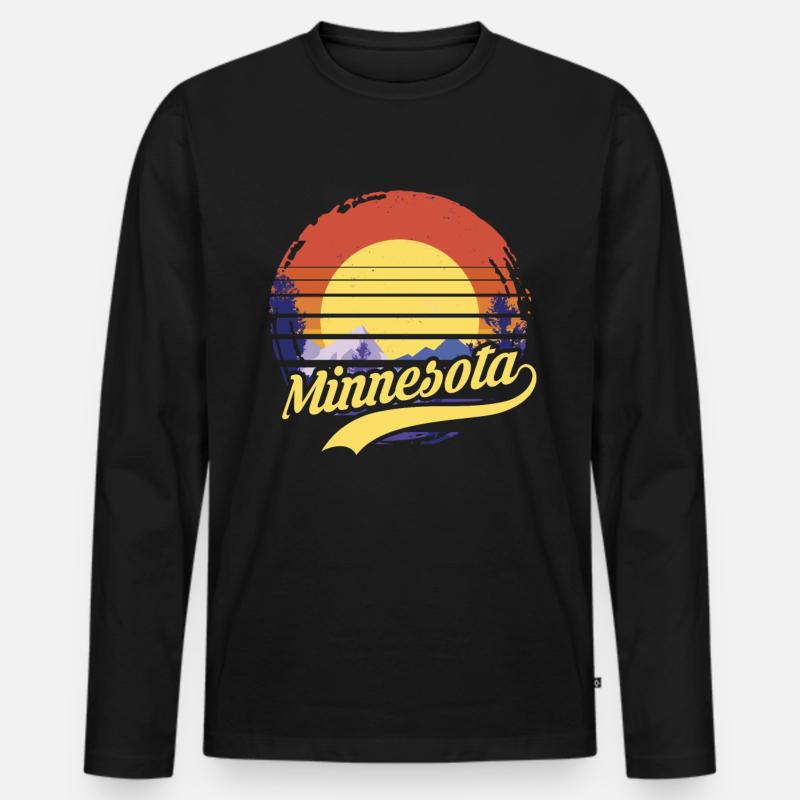 Minnesota - Männer Premium Bio Langarmshirt - Schwarz