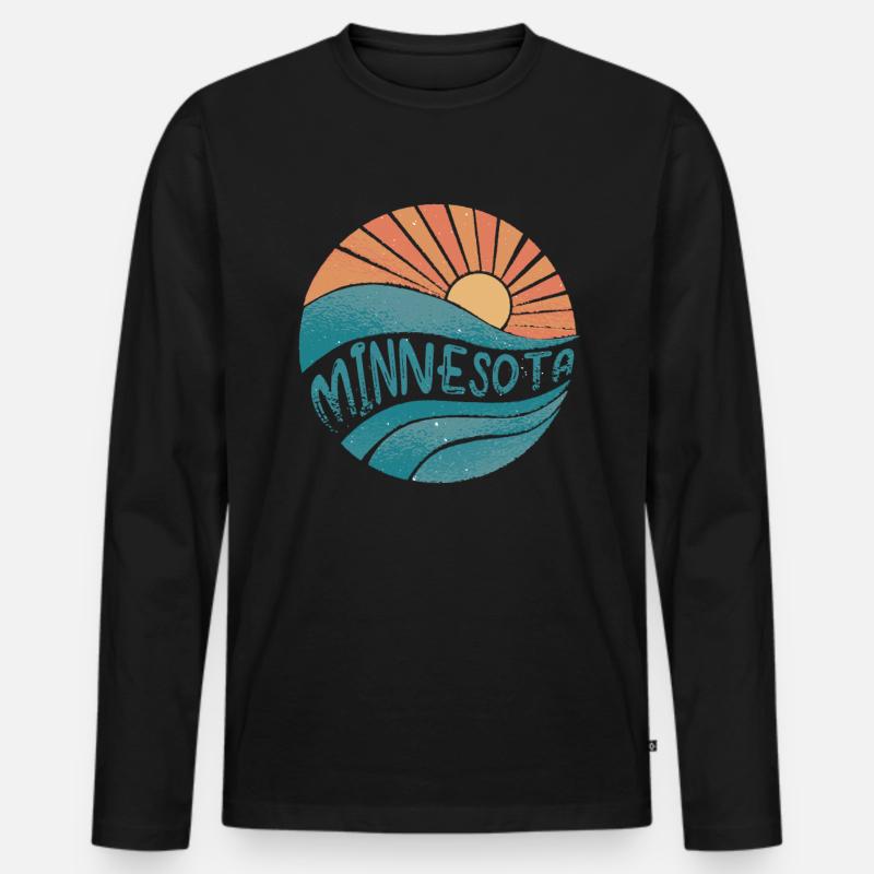 Minnesota - Männer Premium Bio Langarmshirt - Schwarz